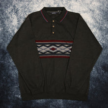 Load image into Gallery viewer, Vintage Dark Grey Aztec Collared Sweatshirt
