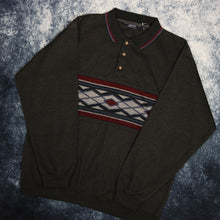 Load image into Gallery viewer, Vintage Dark Grey Aztec Collared Sweatshirt
