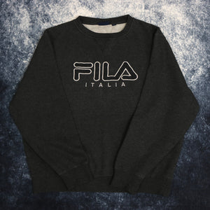 Vintage Dark Grey Fila Spell Out Sweatshirt | XL