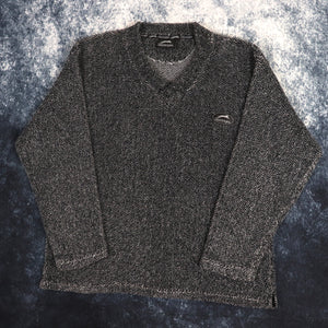 Vintage Dark Grey Slazenger V Neck Fleece Sweatshirt | Large