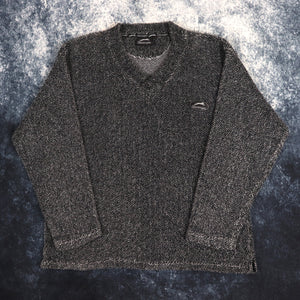 Vintage Dark Grey Slazenger V Neck Fleece Sweatshirt | Large