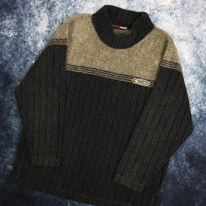 Vintage Dark Grey & Beige Gelert High Neck Fleece Sweatshirt