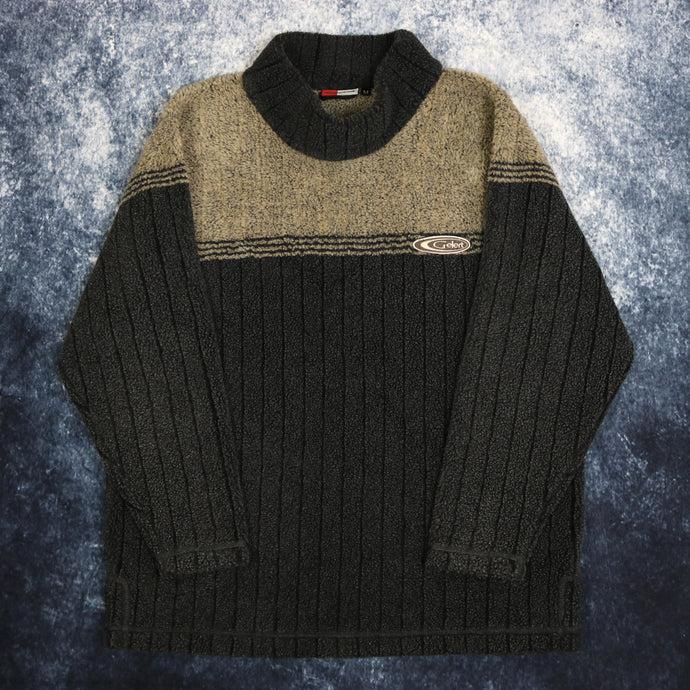 Vintage Dark Grey & Beige Gelert High Neck Fleece Sweatshirt