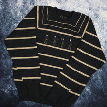 Load image into Gallery viewer, Vintage Dark Grey &amp; Beige Striped Lyle And Scott Golf Jumper
