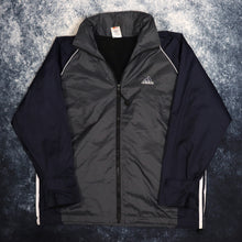 Load image into Gallery viewer, Vintage Dark Grey &amp; Navy Adidas Windbreaker Jacket | Medium
