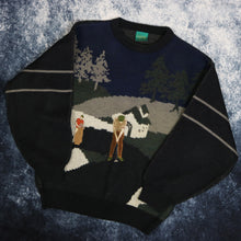 Load image into Gallery viewer, Vintage Dark Grey &amp; Navy Canda Golf Jumper
