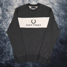 Load image into Gallery viewer, Vintage Dark Grey &amp; White Fred Perry Sweatshirt | Small
