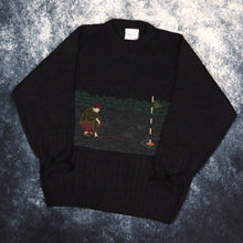 Load image into Gallery viewer, Vintage Dark Navy Golf Embroidered Grandad Jumper | Small
