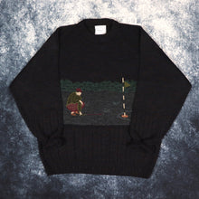 Load image into Gallery viewer, Vintage Dark Navy Golf Embroidered Grandad Jumper | Small
