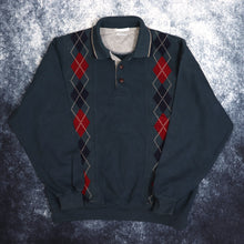Load image into Gallery viewer, Vintage Dark Teal Diamond Collared Sweatshirt | Medium
