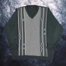 Load image into Gallery viewer, Vintage Dark Teal V Neck Grandad Jumper | XL
