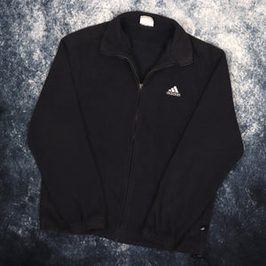 Vintage Faded Black Adidas Fleece Jacket | Small