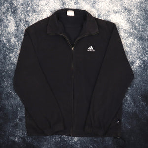 Vintage Faded Black Adidas Fleece Jacket | Small