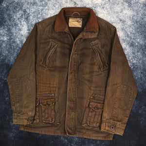 Vintage Faded Brown Animal Denim Jacket | Large