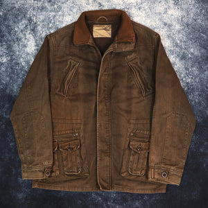 Vintage Faded Brown Animal Denim Jacket | Large