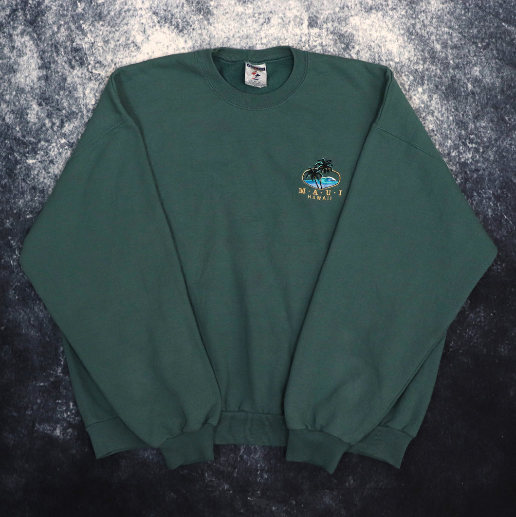 Vintage 90's Faded Green Maui Hawaii Sweatshirt | XL