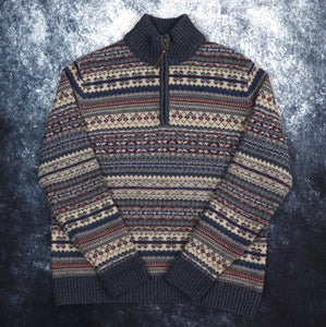 Vintage Fair Isle 1/4 Zip Grandad Jumper | Medium