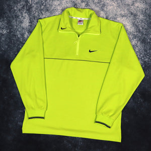 Vintage 90s Flourescent Green Nike 1/4 Zip Sweatshirt | Large