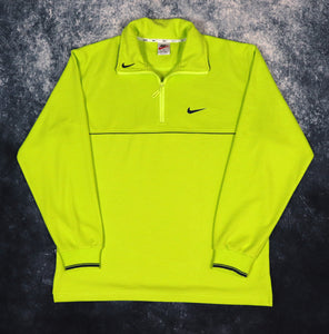 Vintage 90s Flourescent Green Nike 1/4 Zip Sweatshirt | Large