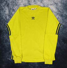 Load image into Gallery viewer, Vintage Flourescent Yellow Adidas Trefoil Sweatshirt | Large
