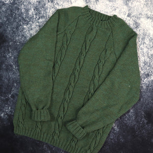 Vintage Forest Green Cable Knit Style Jumper | Medium