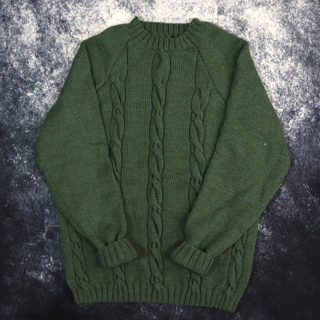 Vintage Forest Green Cable Knit Style Jumper | Medium