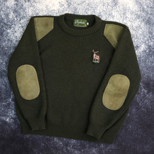 Vintage Forest Green Deer Embroidered Rydale Jumper | XS