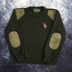 Vintage Forest Green Deer Embroidered Rydale Jumper | XS