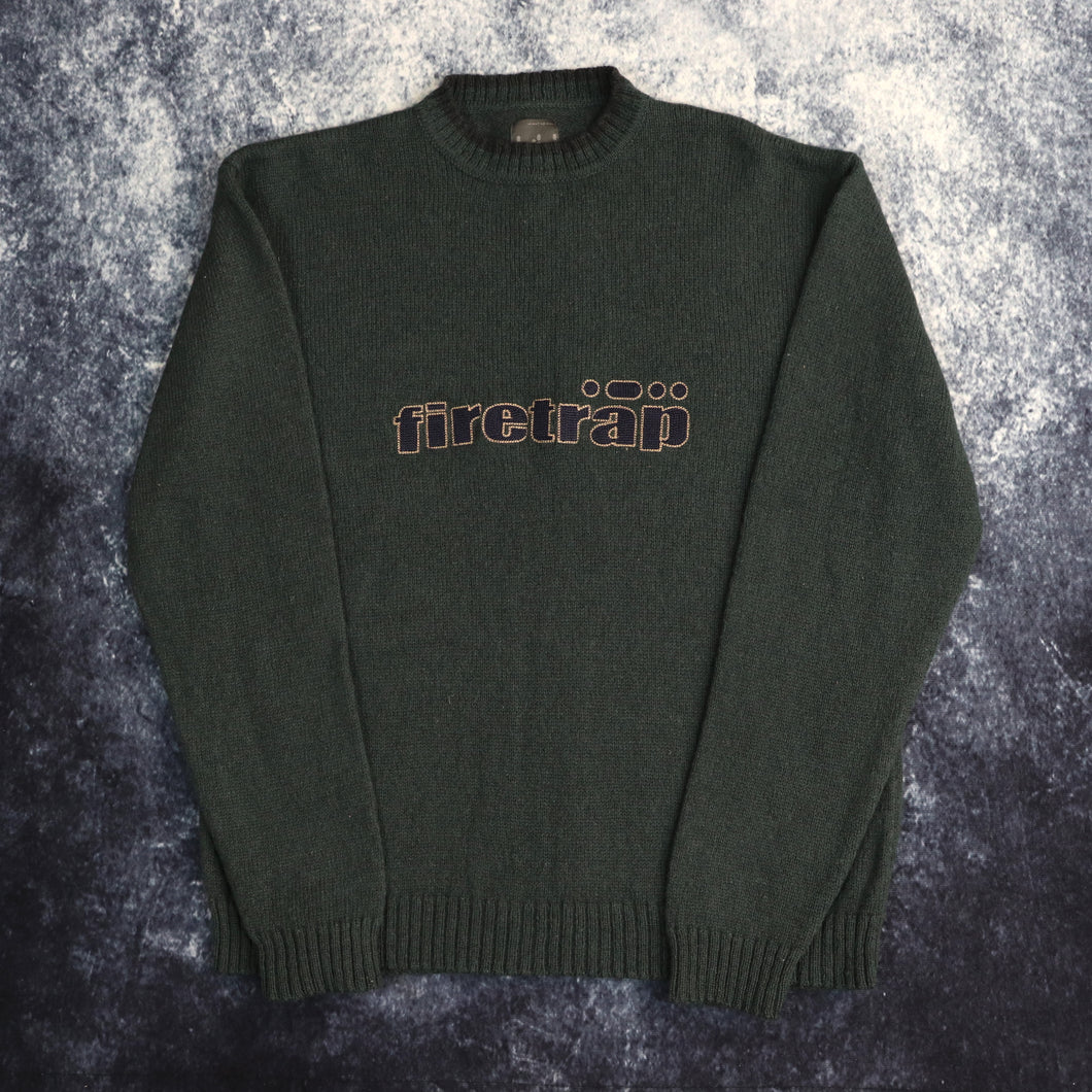 Vintage Forest Green Firetrap Spell Out Jumper | Large