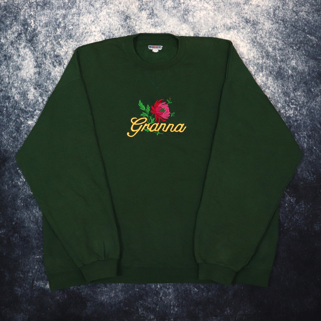 Vintage 90s Forest Green Grandma Sweatshirt | XL