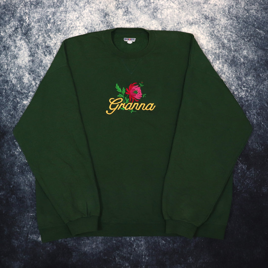Vintage 90s Forest Green Grandma Sweatshirt | XL