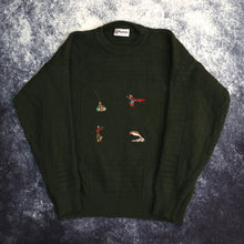 Load image into Gallery viewer, Vintage Forest Green Hunting &amp; Fishing Grandad Jumper | Small
