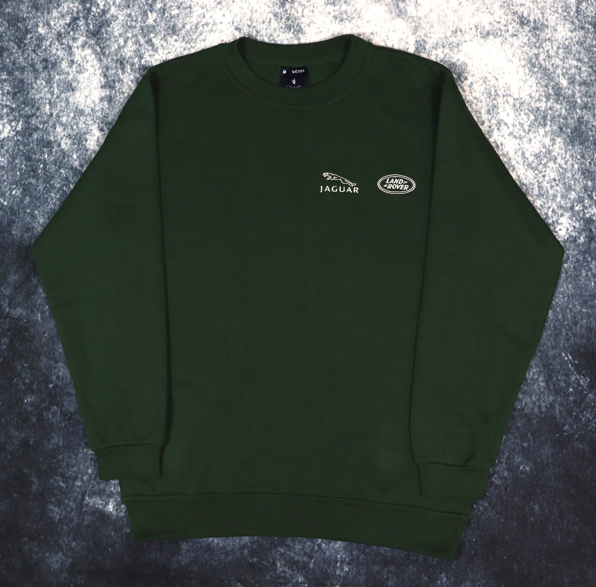Vintage Forest Green Jaguar x Land Rover Sweatshirt Medium ragkid