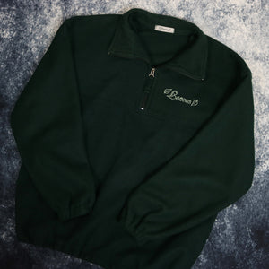 Vintage Forest Green Leaves 1/4 Zip Fleece Sweatshirt