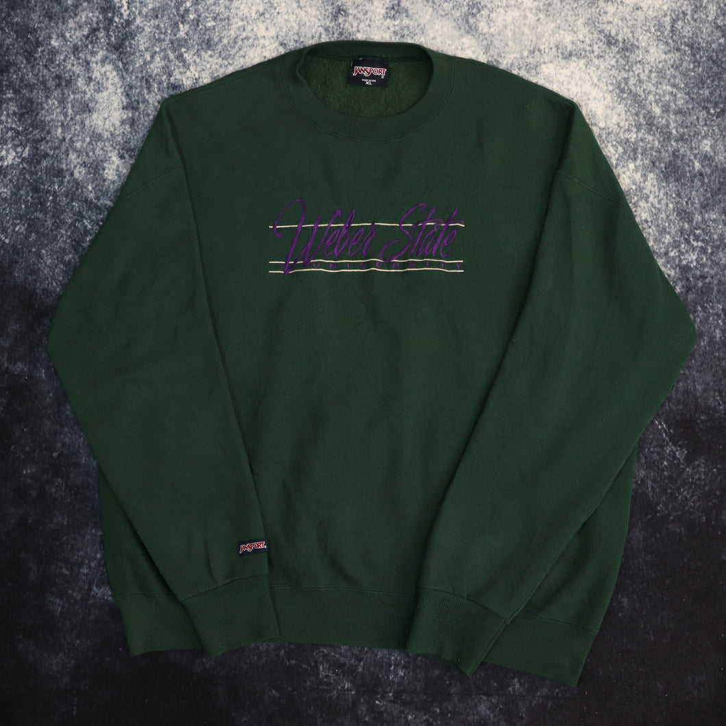 Vintage 90's Forest Green Weber State University Sweatshirt | XXL