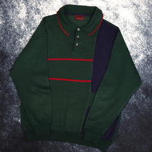 Load image into Gallery viewer, Vintage Forest Green, Navy &amp; Red Collared Sweatshirt | Large
