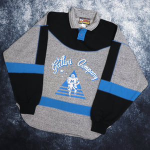 Vintage Gallini Company Colour Block Collared Sweatshirt | Medium