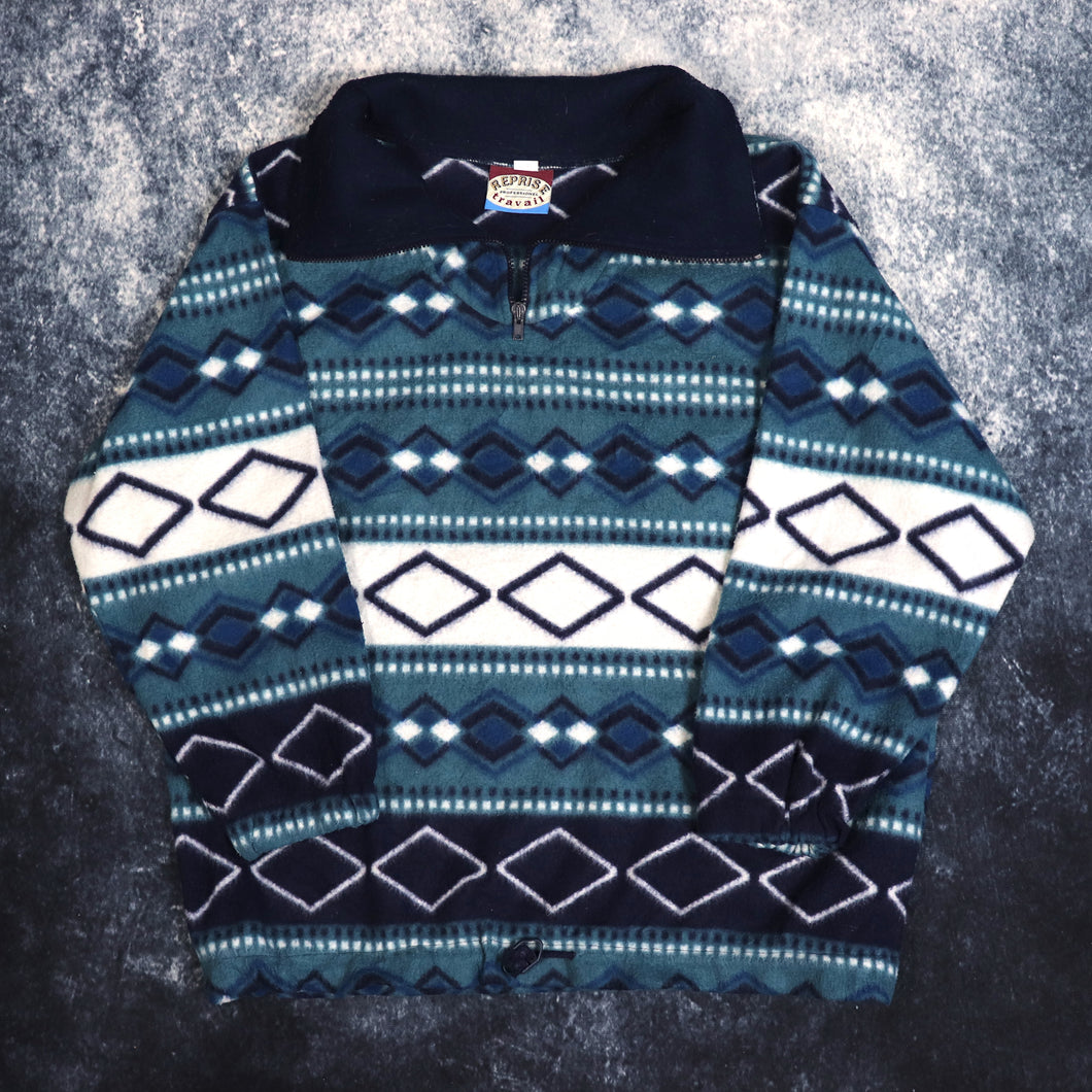 Vintage Geometric 1/4 Zip Fleece Sweatshirt | Large
