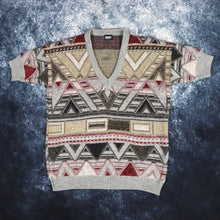 Load image into Gallery viewer, Vintage Geometric V Neck Grandad Vest Jumper | Small
