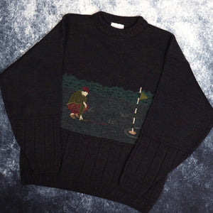 Vintage Golf Embroidered Grandad Jumper | Small