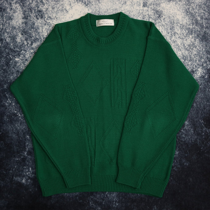 Vintage Green Diamond Grandad Jumper