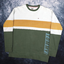 Load image into Gallery viewer, Vintage Green, Baby Blue &amp; Brown Colour Block Tommy Hilfiger Sweatshirt | XL
