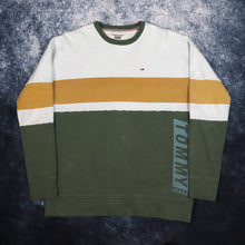 Load image into Gallery viewer, Vintage Green, Baby Blue &amp; Brown Colour Block Tommy Hilfiger Sweatshirt | XL
