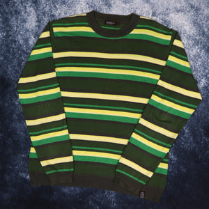 Vintage Green, Beige & Yellow Striped Jumper | Large