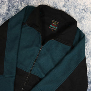 Vintage Green & Black Colour Block Fleece Jacket
