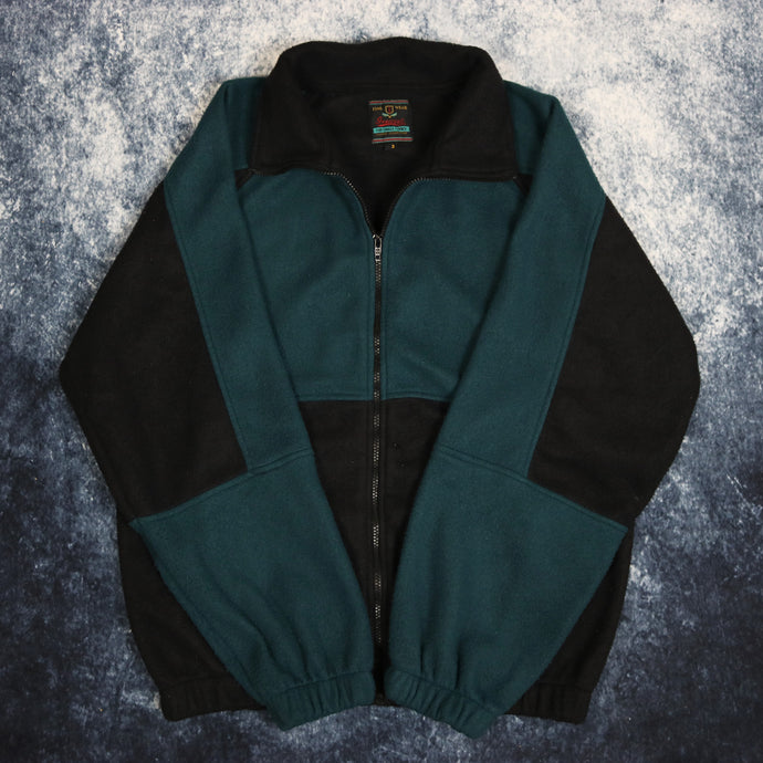 Vintage Green & Black Colour Block Fleece Jacket