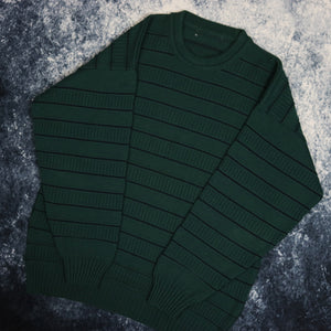 Vintage Green & Black Striped Jumper