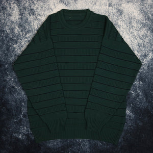 Vintage Green & Black Striped Jumper