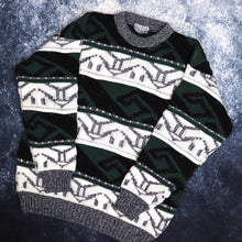 Load image into Gallery viewer, Vintage Green, Black &amp; Cream Aztec Jumper | Small
