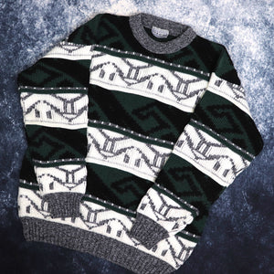 Vintage Green, Black & Cream Aztec Jumper | Small